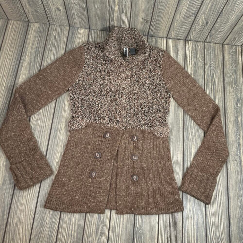 BKE Women Knit Sweater Sz M Long Cuff Sleeve Brown Fall Winter Boutique Designer
